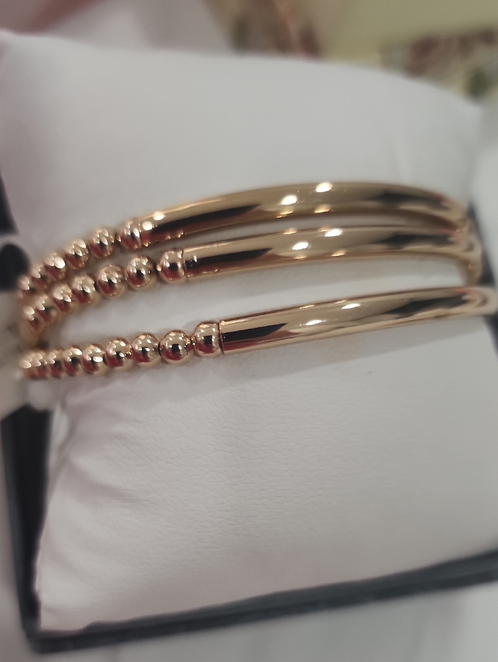 Rose Gold Beaded Triple Bangle Bracelet - Women Jewelry